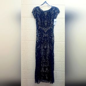 Pisarro Nights Beaded Mesh Column Gown